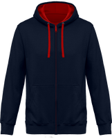 Sudadera capucha y cremallera contrastada