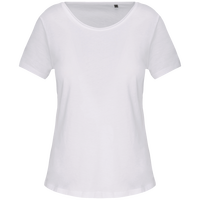 T-shirt Bio col à bords francs manches courtes femme