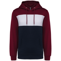 Sweatshirt tricolore à capuche unisexe
